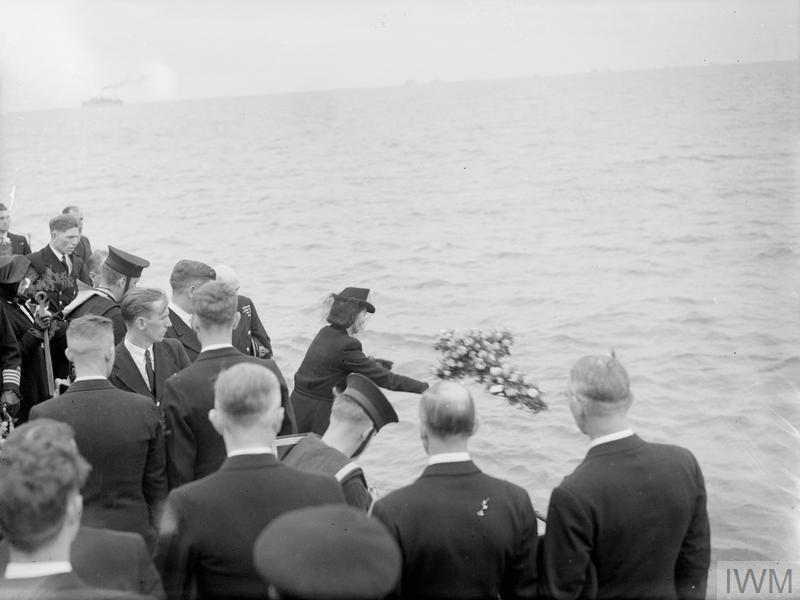 CAPTAIN WALKER BURIED AT SEA. 12 JULY 1944, ON BOARD HMS HESPERUS, IN LIVERPOOL BAY. AFTER THE SERVICE AT LIVERPOOL CATHEDRAL, THE BODY OF CAPTAIN F J WALKER, CB, DSO, RN, ACE U-BOAT FIGHTER, WAS COMMITTED TO THE SEA AT THE ENTRANCE TO THE MERSEY. © IWM (A 24637)